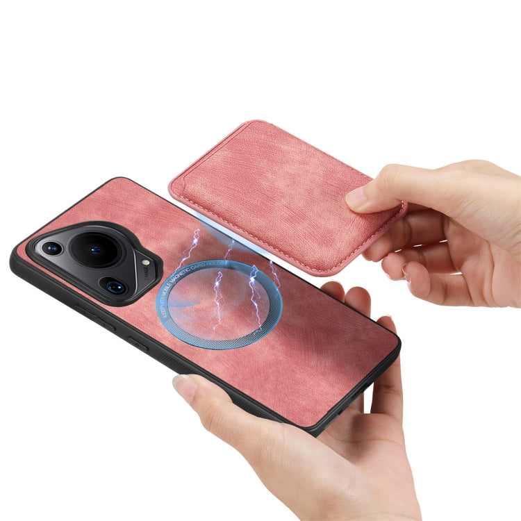 For Huawei Pura 70 Retro Leather Card Bag Magnetic Phone Case(Pink) - free shipping - PMC Jewellery - Order now!
