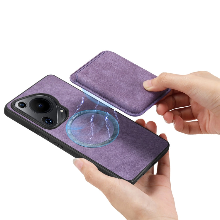 For Huawei Pura 70 Retro Leather Card Bag Magnetic Phone Case(Purple) - Huawei Cases by PMC Jewellery | Online Shopping South Africa | PMC Jewellery | Buy Now Pay Later Mobicred