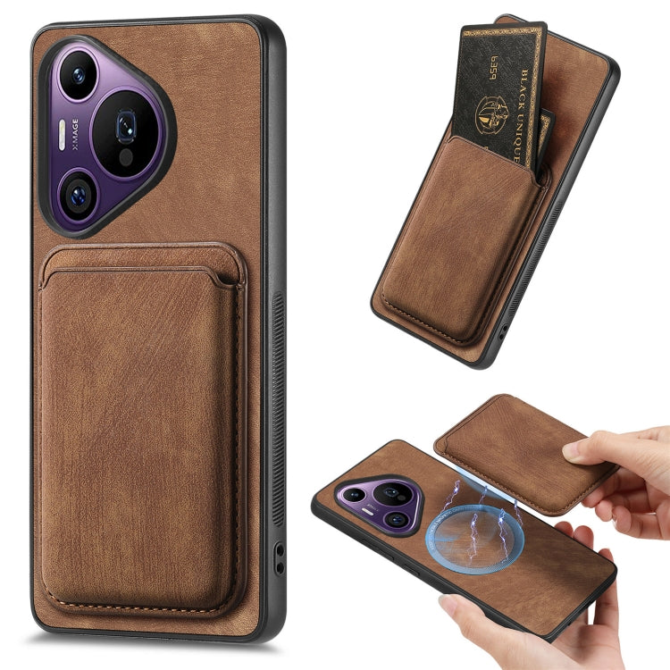 For Huawei Pura 70 Pro Retro Leather Card Bag Magnetic Phone Case(Brown) - free shipping - PMC Jewellery - Order now!