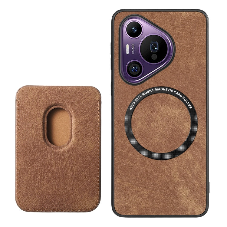 For Huawei Pura 70 Pro Retro Leather Card Bag Magnetic Phone Case(Brown) - free shipping - PMC Jewellery - Order now!