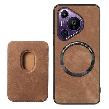 For Huawei Pura 70 Pro Retro Leather Card Bag Magnetic Phone Case(Brown) - Huawei Cases by PMC Jewellery | Online Shopping South Africa | PMC Jewellery | Buy Now Pay Later Mobicred