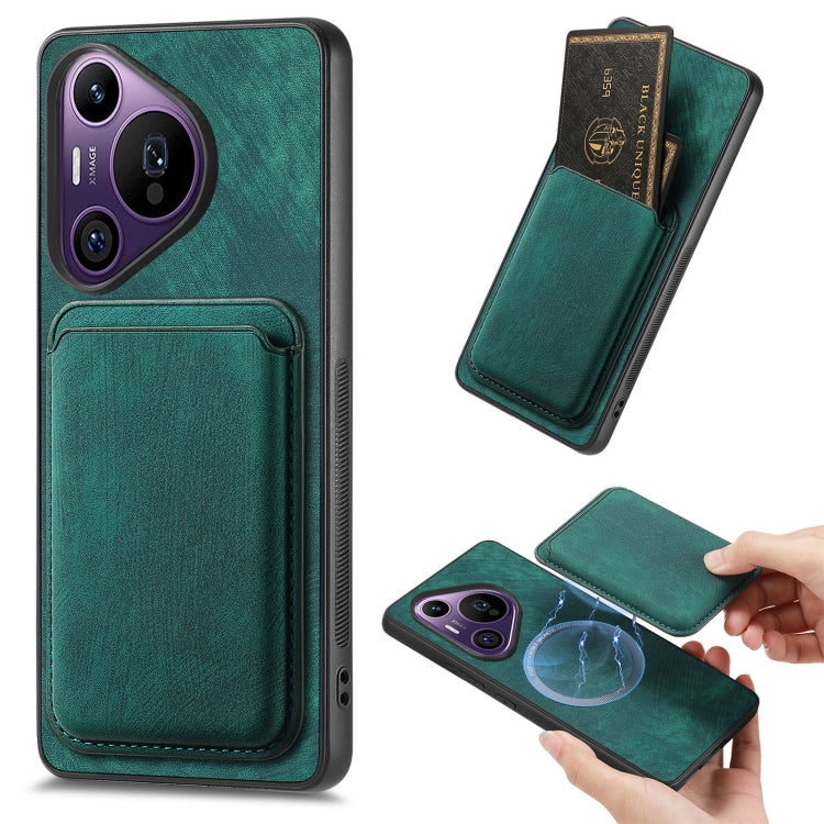 For Huawei Pura 70 Pro Retro Leather Card Bag Magnetic Phone Case(Green) - Huawei Cases by PMC Jewellery | Online Shopping South Africa | PMC Jewellery | Buy Now Pay Later Mobicred