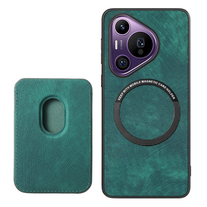 For Huawei Pura 70 Pro+ Retro Leather Card Bag Magnetic Phone Case(Green) - Huawei Cases by PMC Jewellery | Online Shopping South Africa | PMC Jewellery | Buy Now Pay Later Mobicred