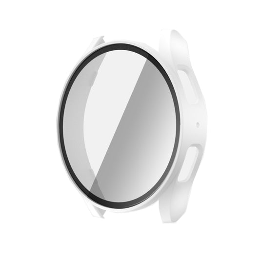 For Samsun Galaxy Watch 7 44mm PC + Tempered Film Integrated Watch Protective Case(White) - Watch Cases by PMC Jewellery | Online Shopping South Africa | PMC Jewellery | Buy Now Pay Later Mobicred