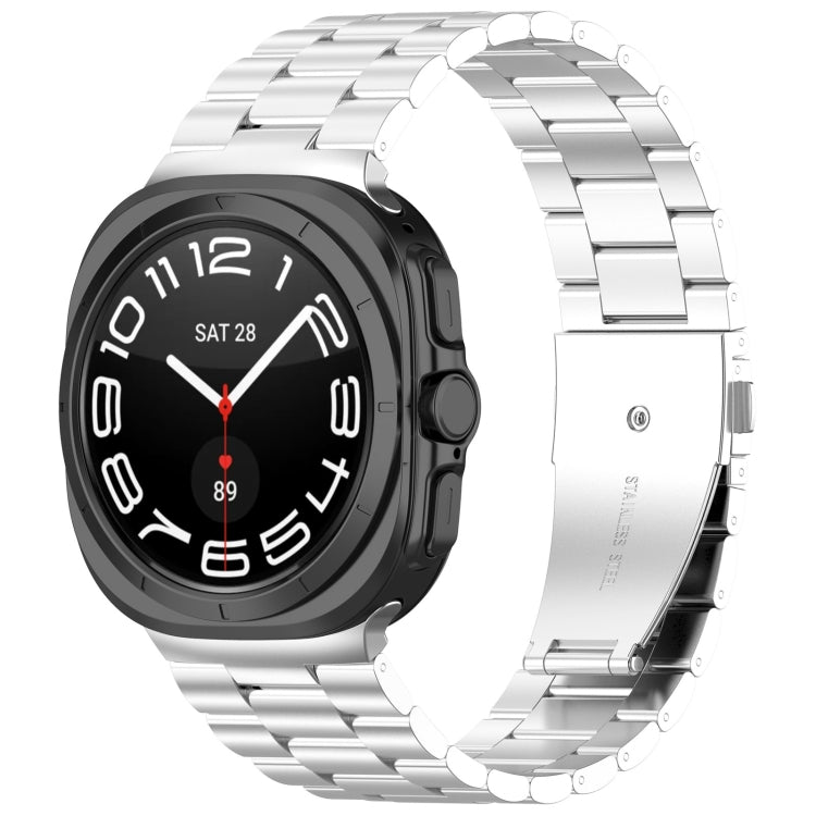 For Samsung Galaxy Watch Ultra 47mm Three Beads Stainless Steel Metal Watch Band(Silver) - free shipping - PMC TechLife - Order now!
