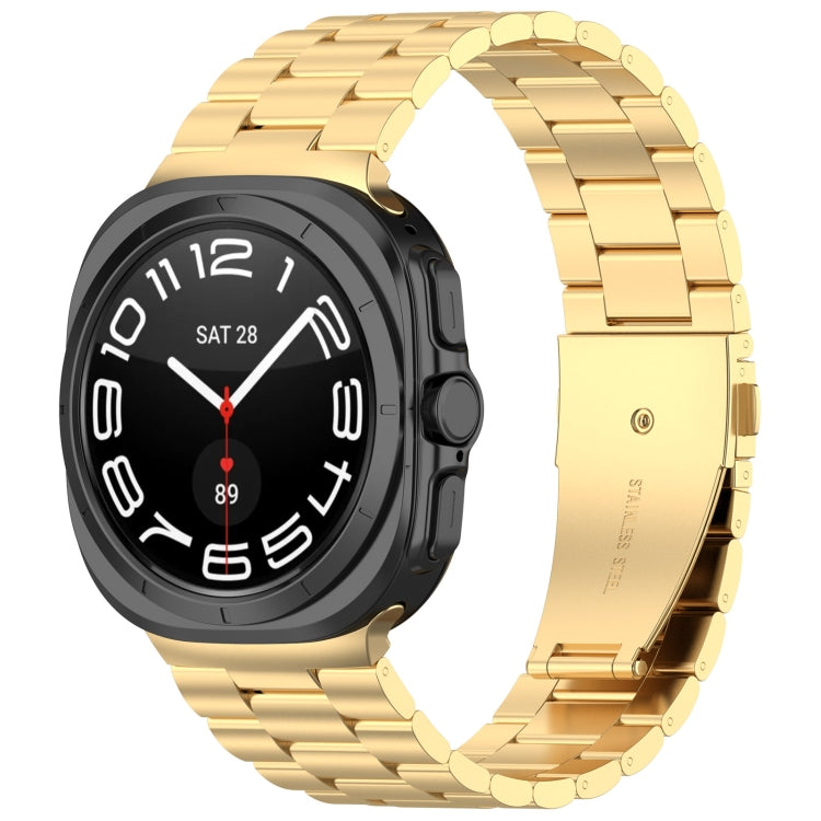 For Samsung Galaxy Watch Ultra 47mm Three Beads Stainless Steel Metal Watch Band(Gold) - free shipping - PMC TechLife - Order now!