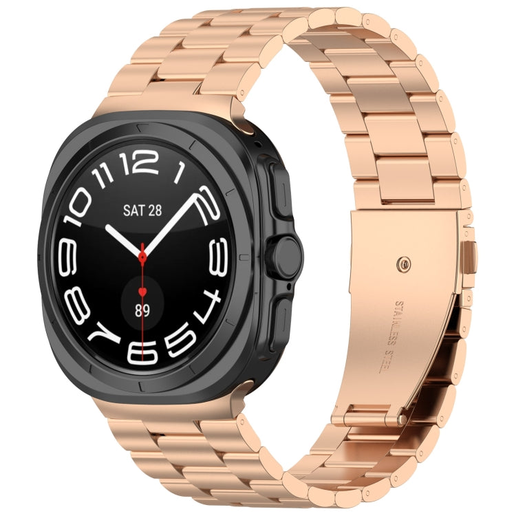 For Samsung Galaxy Watch Ultra 47mm Three Beads Stainless Steel Metal Watch Band(Rose Gold) - free shipping - PMC TechLife - Order now!