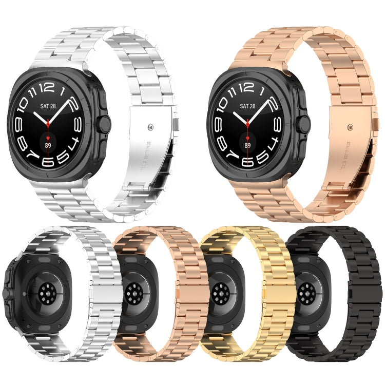 For Samsung Galaxy Watch Ultra 47mm Three Beads Stainless Steel Metal Watch Band(Rose Gold) - free shipping - PMC TechLife - Order now!