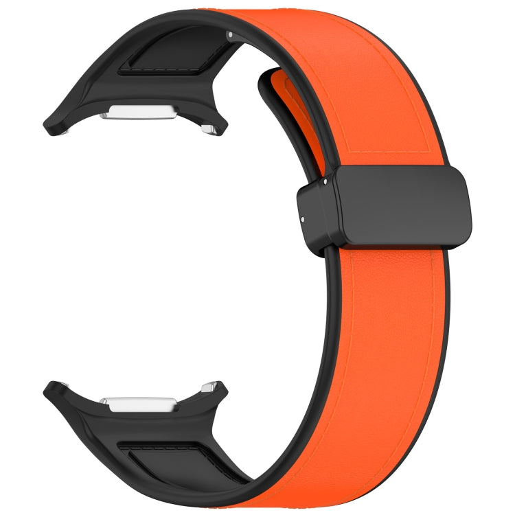 For Samsung Galaxy Watch Ultra 47mm Magnetic Folding Buckle Silicone Leather Watch Band(Orange) - Watch Bands by PMC TechLife | Online Shopping South Africa | PMC TechLife | Buy Now Pay Later Mobicred