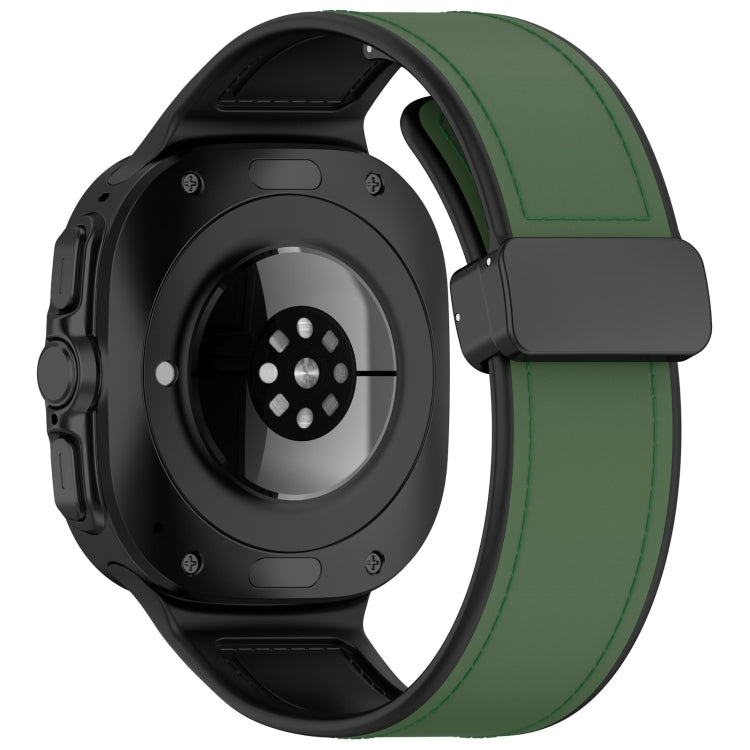 For Samsung Galaxy Watch Ultra 47mm Magnetic Folding Buckle Silicone Leather Watch Band(Green) - Watch Bands by PMC TechLife | Online Shopping South Africa | PMC TechLife | Buy Now Pay Later Mobicred