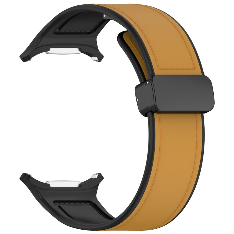 For Samsung Galaxy Watch Ultra 47mm Magnetic Folding Buckle Silicone Leather Watch Band(Light Brown) - Watch Bands by PMC TechLife | Online Shopping South Africa | PMC TechLife | Buy Now Pay Later Mobicred