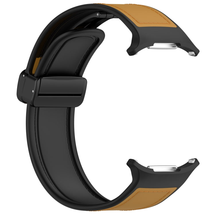 For Samsung Galaxy Watch Ultra 47mm Magnetic Folding Buckle Silicone Leather Watch Band(Light Brown) - Watch Bands by PMC TechLife | Online Shopping South Africa | PMC TechLife | Buy Now Pay Later Mobicred