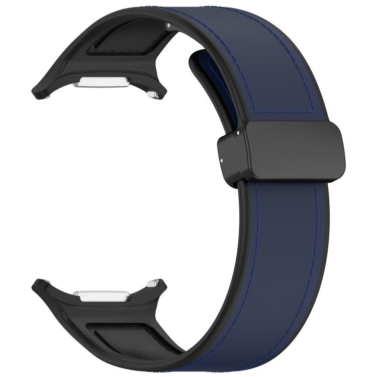 For Samsung Galaxy Watch Ultra 47mm Magnetic Folding Buckle Silicone Leather Watch Band(Dark Blue) - Watch Bands by PMC TechLife | Online Shopping South Africa | PMC TechLife | Buy Now Pay Later Mobicred
