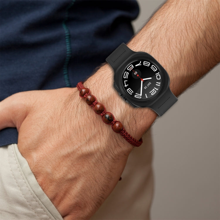 For Samsung Galaxy Watch Ultra 47mm Magnetic Folding Buckle Silicone Leather Watch Band(Orange) - Watch Bands by PMC TechLife | Online Shopping South Africa | PMC TechLife | Buy Now Pay Later Mobicred