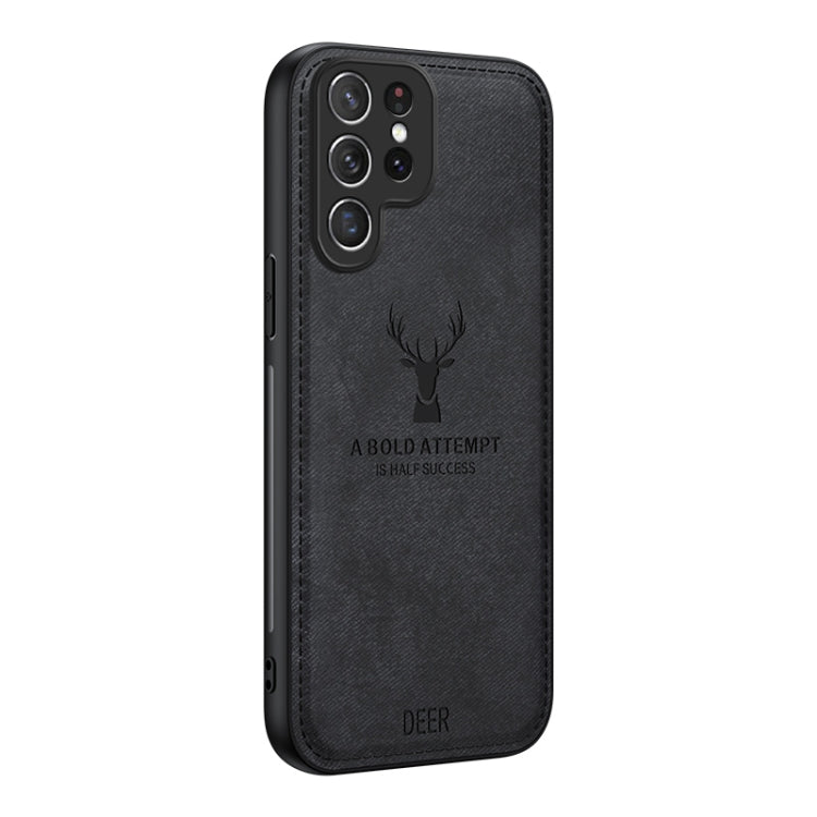 For Samsung Galaxy S25 Ultra 5G Deer Head Cloth Skin All-inclusive Phone Case(Black) - free shipping - PMC Jewellery - Order now!