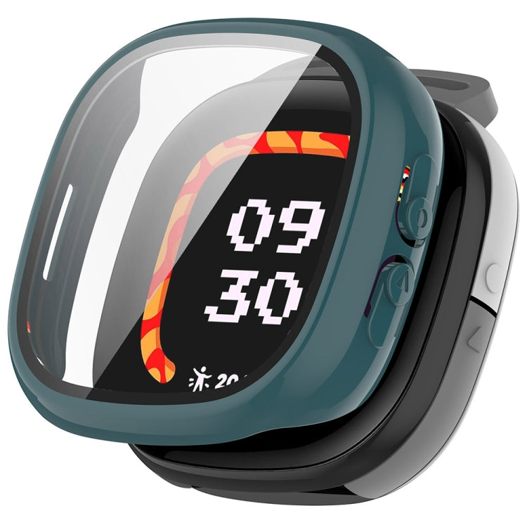 For Fitbit Ace LTE  PC + Tempered Glass Film Integrated Watch Protective Case(Pine Green) - Watch Cases by PMC TechLife | Online Shopping South Africa | PMC TechLife | Buy Now Pay Later Mobicred