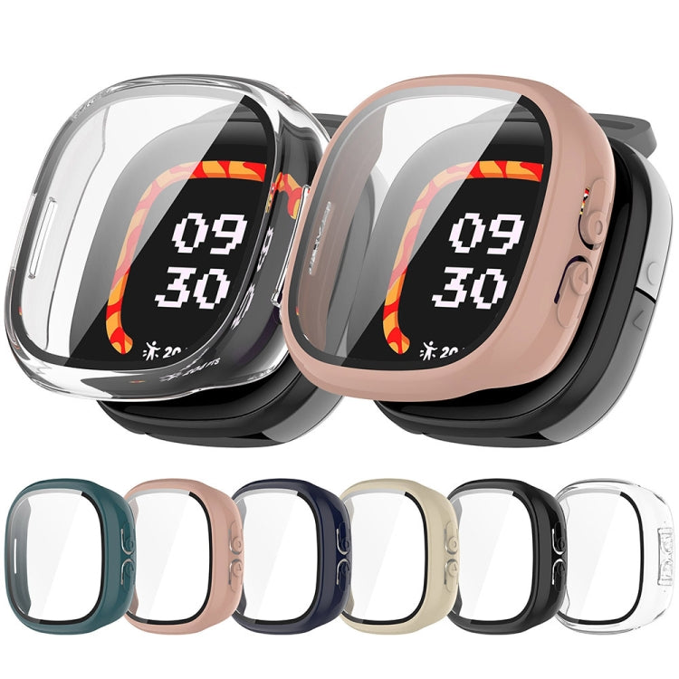 For Fitbit Ace LTE  PC + Tempered Glass Film Integrated Watch Protective Case(Black) - Watch Cases by PMC TechLife | Online Shopping South Africa | PMC TechLife | Buy Now Pay Later Mobicred