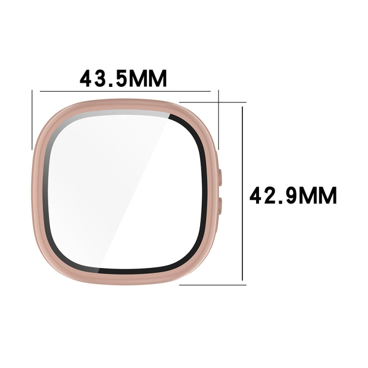 For Fitbit Ace LTE  PC + Tempered Glass Film Integrated Watch Protective Case(Sakura Pink) - Watch Cases by PMC TechLife | Online Shopping South Africa | PMC TechLife | Buy Now Pay Later Mobicred