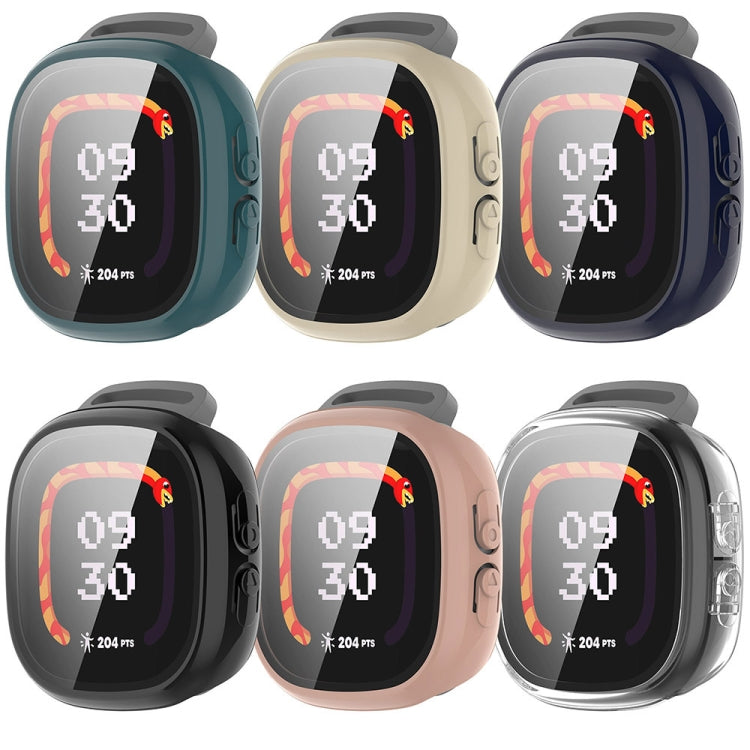 For Fitbit Ace LTE  PC + Tempered Glass Film Integrated Watch Protective Case(Ink Blue) - Watch Cases by PMC TechLife | Online Shopping South Africa | PMC TechLife | Buy Now Pay Later Mobicred