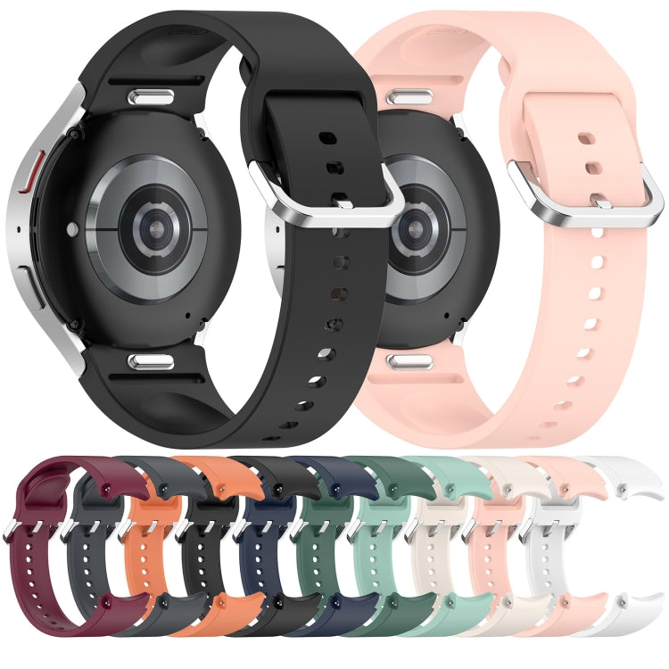 For Samsung Galaxy Watch7 40 / 44mm Solid Color Silver Buckle Quick Release Silicone Watch Band(Black) - free shipping - PMC TechLife - Order now!