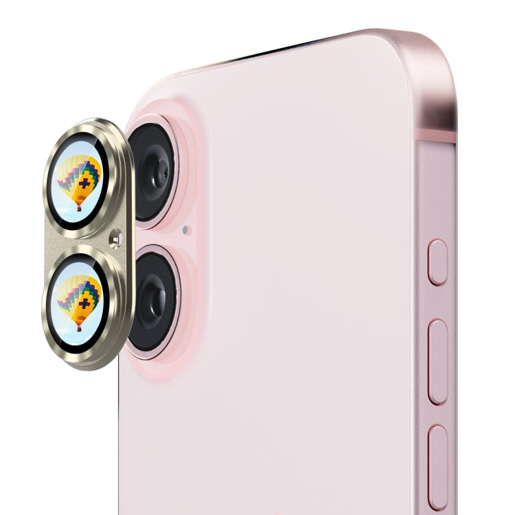 For iPhone 16 / 16 Plus ENKAY Anti-reflection Camera Lens Aluminium Alloy Tempered Glass Film(Yellow) - free shipping - PMC Jewellery - Order now!