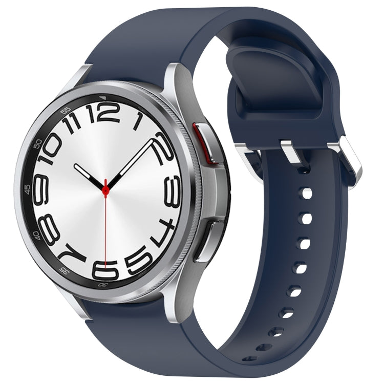 For Samsung Galaxy Watch 6 Classic 47mm Solid Color Silver Buckle Quick Release Silicone Watch Band(Midnight Blue) - free shipping - PMC TechLife - Order now!