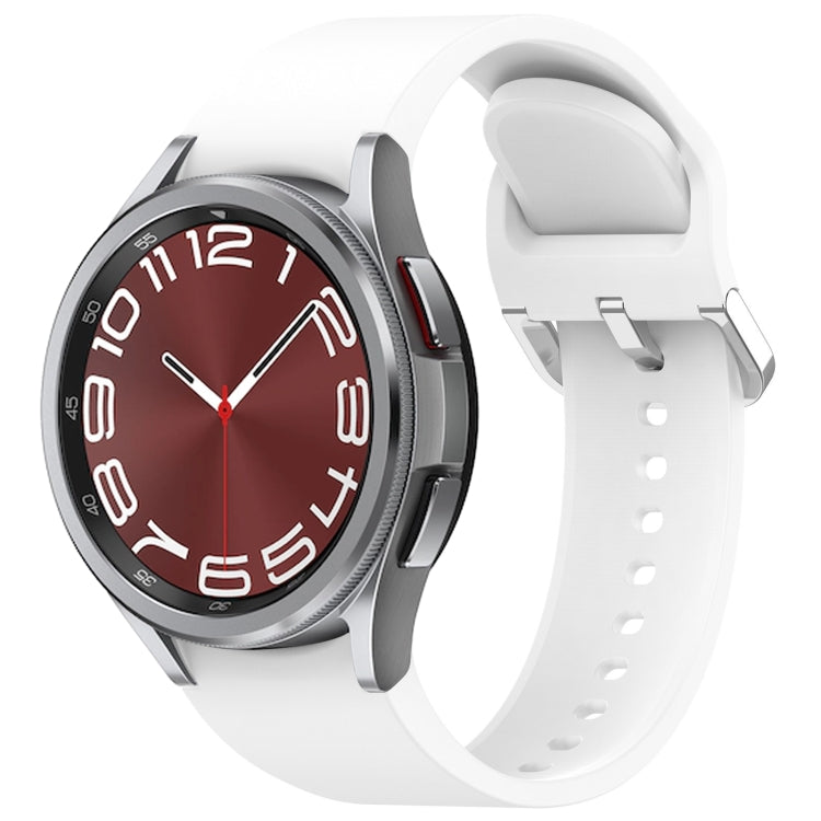 For Samsung Galaxy Watch 6 Classic 43mm Solid Color Silver Buckle Quick Release Silicone Watch Band(White) - free shipping - PMC TechLife - Order now!