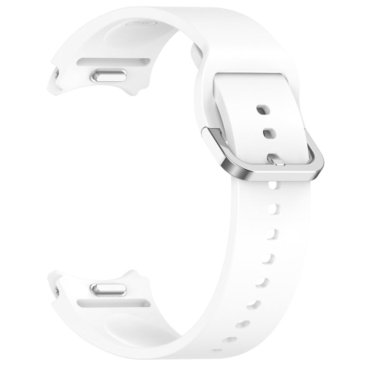 For Samsung Galaxy Watch 6 Classic 43mm Solid Color Silver Buckle Quick Release Silicone Watch Band(White) - free shipping - PMC TechLife - Order now!