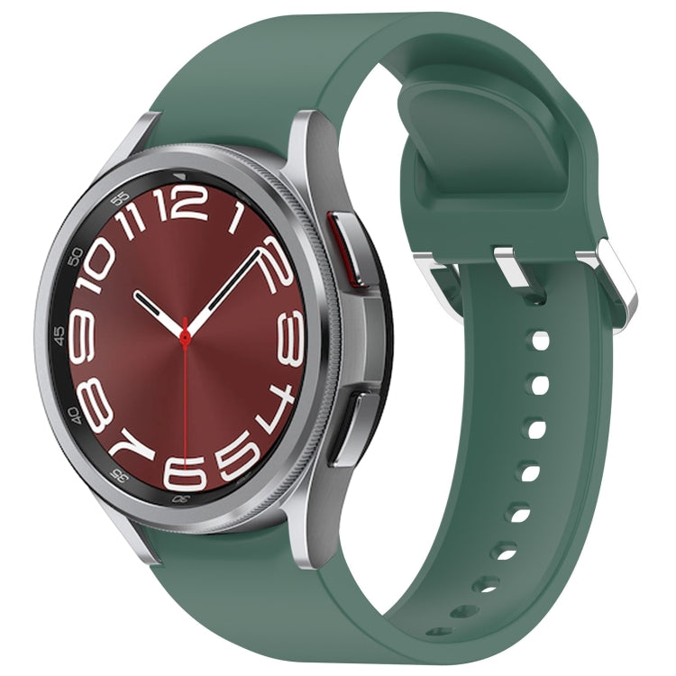 For Samsung Galaxy Watch 6 Classic 43mm Solid Color Silver Buckle Quick Release Silicone Watch Band(Green) - free shipping - PMC TechLife - Order now!