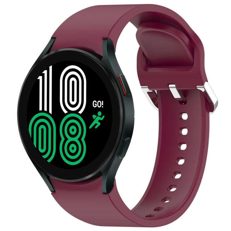 For Samsung Galaxy Watch 4 44mm Solid Color Silver Buckle Quick Release Silicone Watch Band(Wine Red) - free shipping - PMC TechLife - Order now!