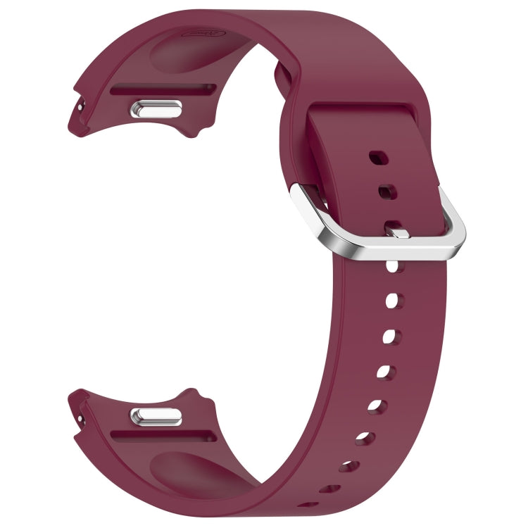 For Samsung Galaxy Watch 4 44mm Solid Color Silver Buckle Quick Release Silicone Watch Band(Wine Red) - free shipping - PMC TechLife - Order now!