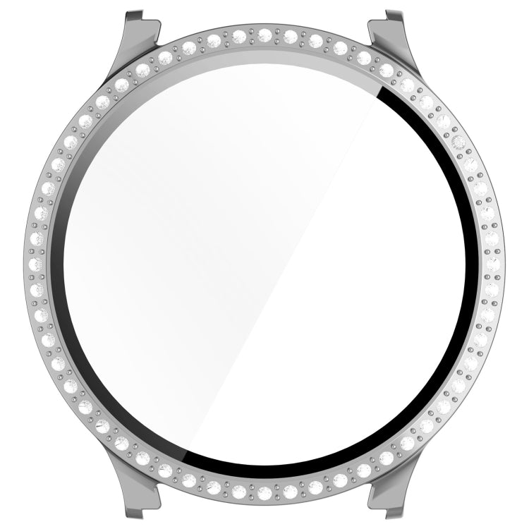 For Samsung Galaxy Watch 7 40mm Single Row Diamond PC + Tempered Film Integrated Watch Protective Case(Silver) - Watch Cases by PMC TechLife | Online Shopping South Africa | PMC TechLife | Buy Now Pay Later Mobicred