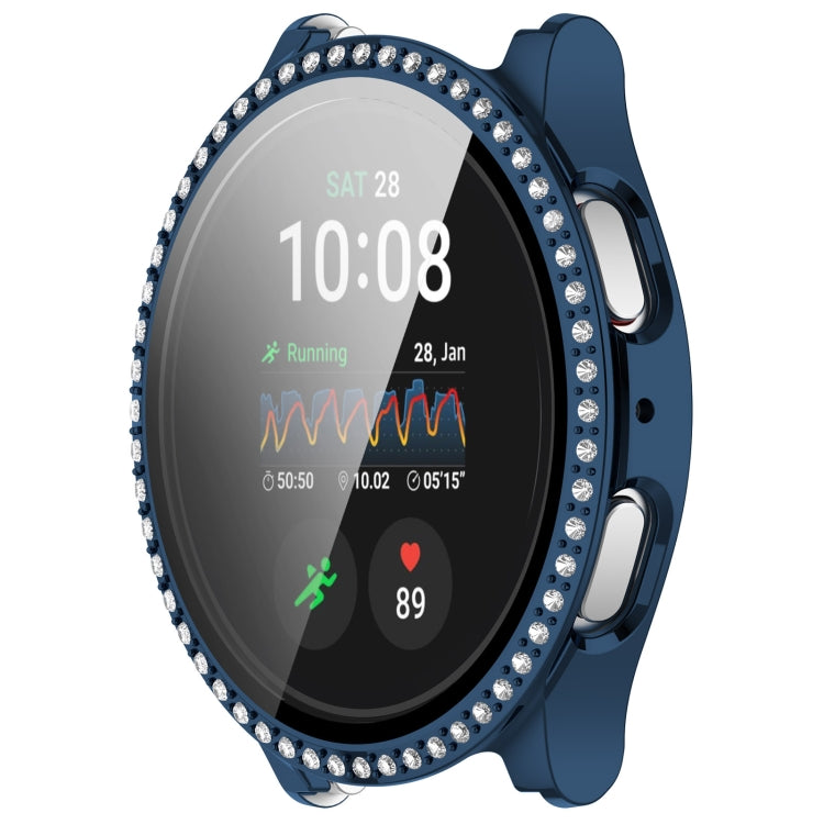 For Samsung Galaxy Watch 7 40mm Single Row Diamond PC + Tempered Film Integrated Watch Protective Case(Midnight Blue) - Watch Cases by PMC TechLife | Online Shopping South Africa | PMC TechLife | Buy Now Pay Later Mobicred