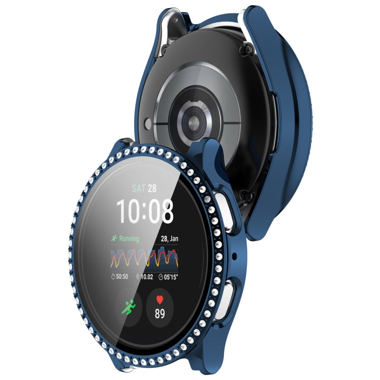 For Samsung Galaxy Watch 7 40mm Single Row Diamond PC + Tempered Film Integrated Watch Protective Case(Midnight Blue) - Watch Cases by PMC TechLife | Online Shopping South Africa | PMC TechLife | Buy Now Pay Later Mobicred