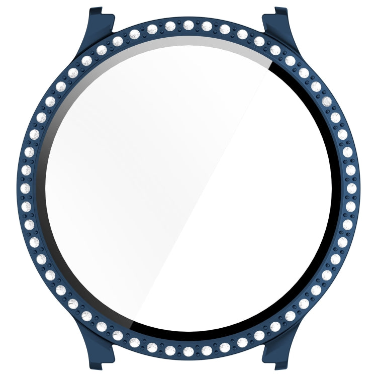 For Samsung Galaxy Watch 7 40mm Single Row Diamond PC + Tempered Film Integrated Watch Protective Case(Midnight Blue) - Watch Cases by PMC TechLife | Online Shopping South Africa | PMC TechLife | Buy Now Pay Later Mobicred