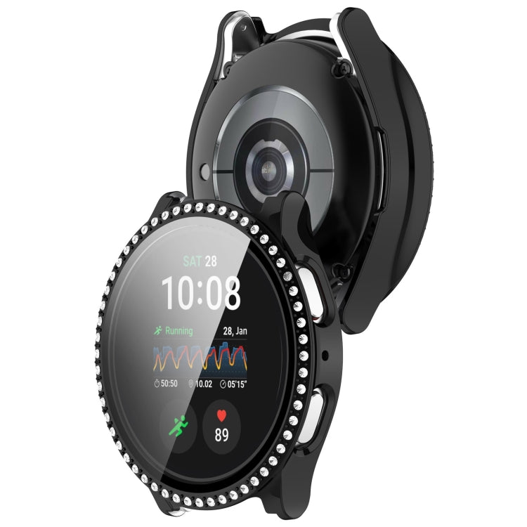 For Samsung Galaxy Watch 7 40mm Single Row Diamond PC + Tempered Film Integrated Watch Protective Case(Black) - Watch Cases by PMC TechLife | Online Shopping South Africa | PMC TechLife | Buy Now Pay Later Mobicred
