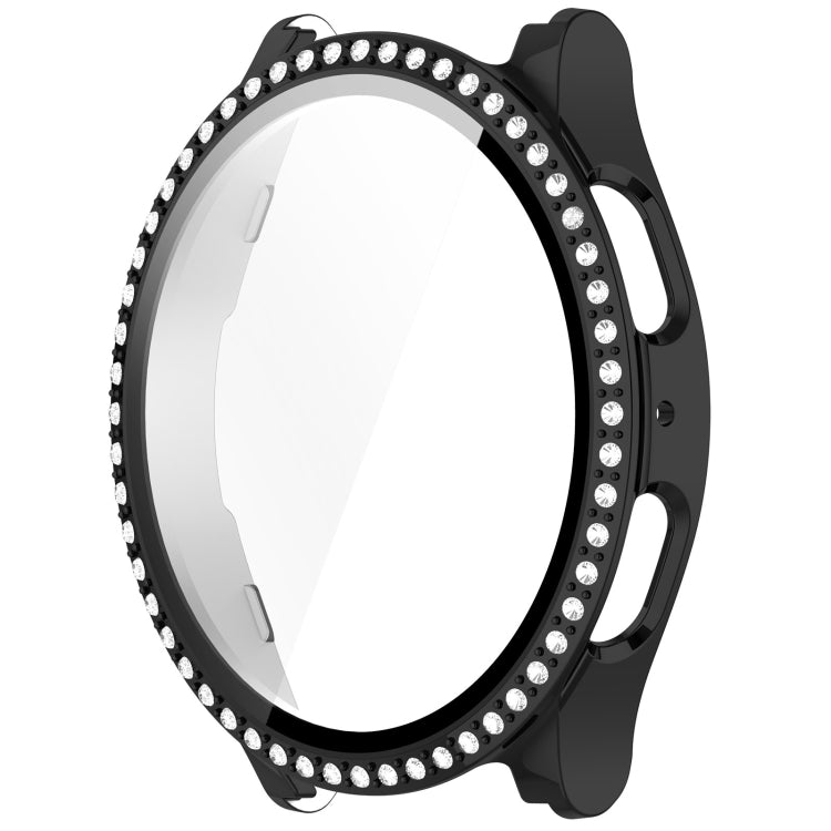 For Samsung Galaxy Watch 7 40mm Single Row Diamond PC + Tempered Film Integrated Watch Protective Case(Black) - Watch Cases by PMC TechLife | Online Shopping South Africa | PMC TechLife | Buy Now Pay Later Mobicred