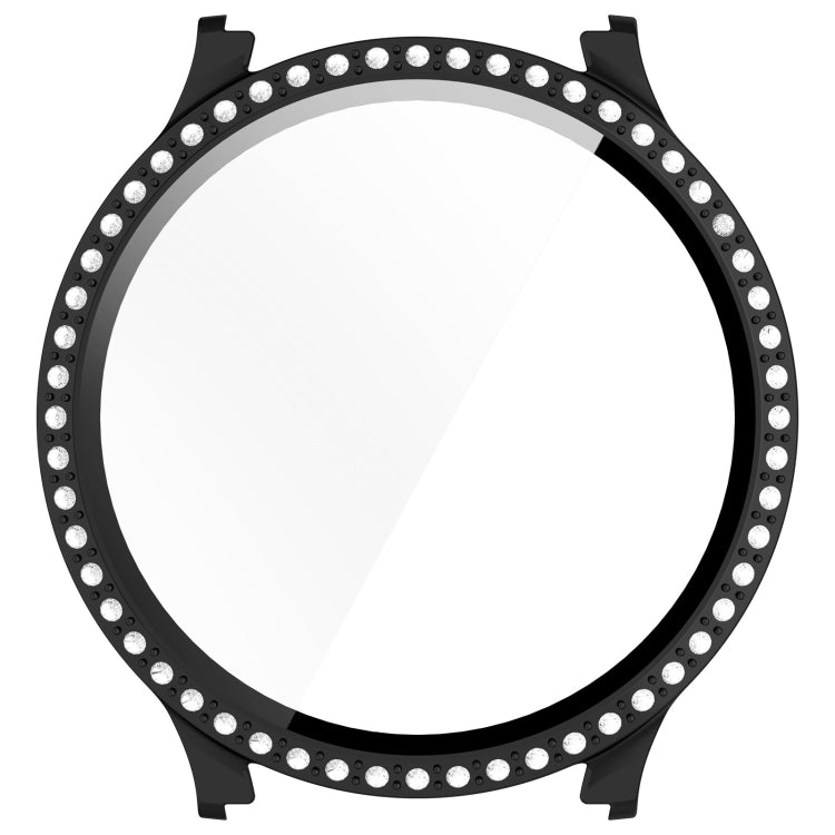 For Samsung Galaxy Watch 7 40mm Single Row Diamond PC + Tempered Film Integrated Watch Protective Case(Black) - Watch Cases by PMC TechLife | Online Shopping South Africa | PMC TechLife | Buy Now Pay Later Mobicred