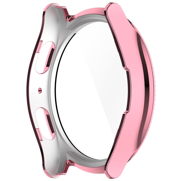 For Samsung Galaxy Watch 7 40mm Single Row Diamond PC + Tempered Film Integrated Watch Protective Case(Pink) - Watch Cases by PMC TechLife | Online Shopping South Africa | PMC TechLife | Buy Now Pay Later Mobicred