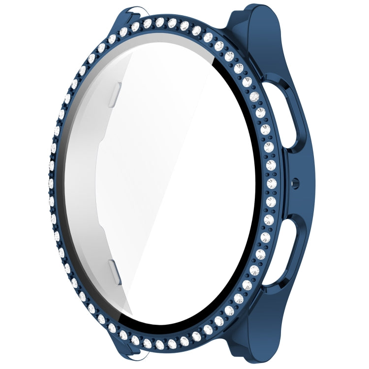 For Samsung Galaxy Watch 7 44mm Single Row Diamond PC + Tempered Film Integrated Watch Protective Case(Midnight Blue) - Watch Cases by PMC TechLife | Online Shopping South Africa | PMC TechLife | Buy Now Pay Later Mobicred