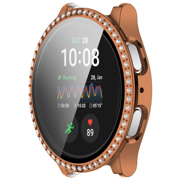 For Samsung Galaxy Watch 7 44mm Single Row Diamond PC + Tempered Film Integrated Watch Protective Case(Rose Gold) - Watch Cases by PMC TechLife | Online Shopping South Africa | PMC TechLife | Buy Now Pay Later Mobicred