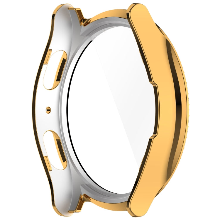 For Samsung Galaxy Watch 7 44mm Single Row Diamond PC + Tempered Film Integrated Watch Protective Case(Gold) - Watch Cases by PMC TechLife | Online Shopping South Africa | PMC TechLife | Buy Now Pay Later Mobicred