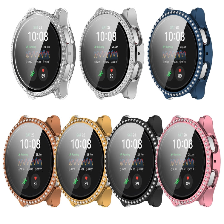 For Samsung Galaxy Watch 7 40mm Single Row Diamond PC + Tempered Film Integrated Watch Protective Case(Black) - Watch Cases by PMC TechLife | Online Shopping South Africa | PMC TechLife | Buy Now Pay Later Mobicred