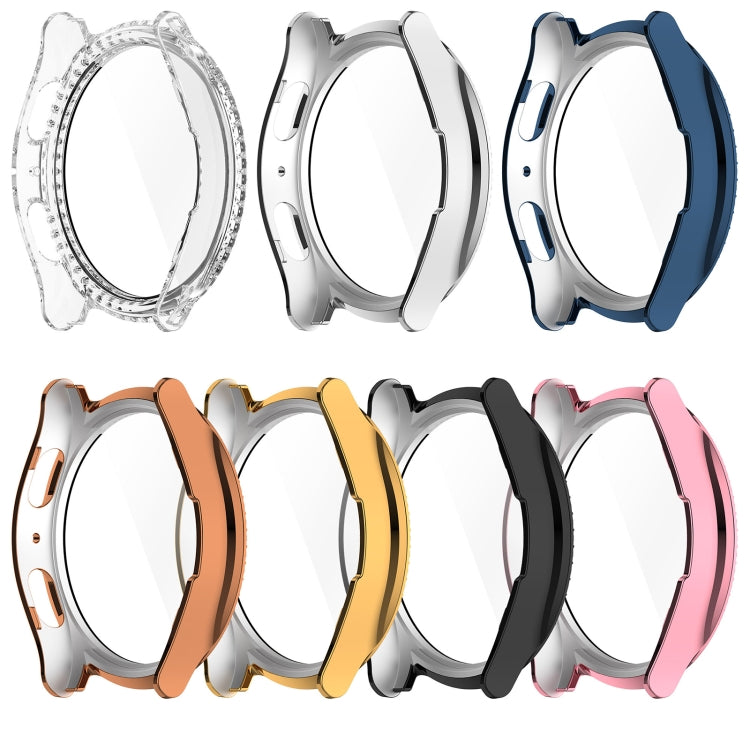 For Samsung Galaxy Watch 7 40mm Single Row Diamond PC + Tempered Film Integrated Watch Protective Case(Gold) - Watch Cases by PMC TechLife | Online Shopping South Africa | PMC TechLife | Buy Now Pay Later Mobicred