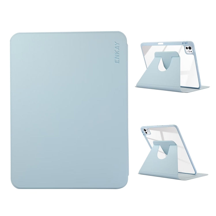 For iPad Pro 11 2024 ENKAY 360 Rotation PMMA Leather Smart Tablet Case with Pen Slot(Blue) - free shipping - PMc TechLife - Order now!