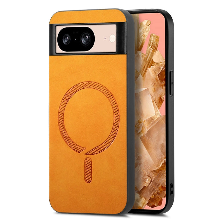 For Google Pixel 9 / 9 Pro Retro Magsafe Magnetic PU Back Cover Phone Case(Yellow) - Google Cases by PMC Jewellery | Online Shopping South Africa | PMC Jewellery | Buy Now Pay Later Mobicred