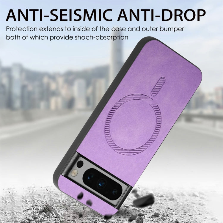 For Google Pixel 9 / 9 Pro Retro Magsafe Magnetic PU Back Cover Phone Case(Blue) - Google Cases by PMC TechLife | Online Shopping South Africa | PMC TechLife | Buy Now Pay Later Mobicred