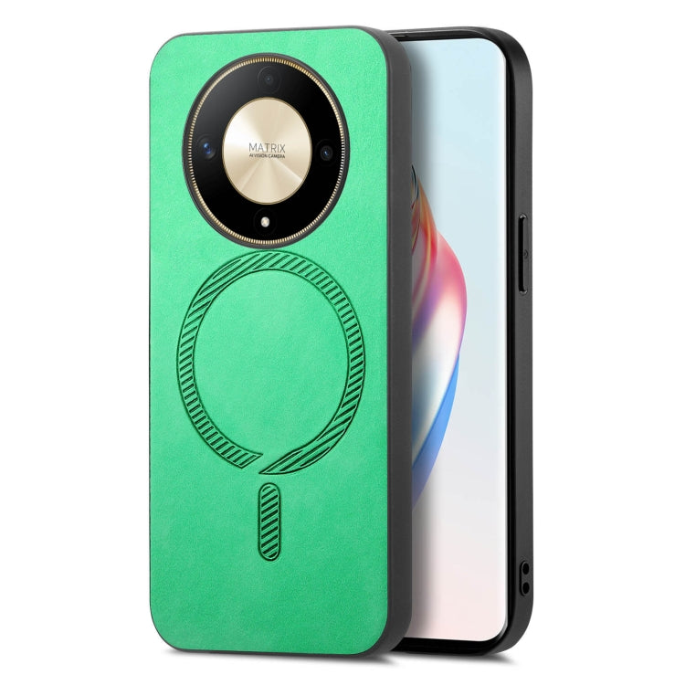 For Honor Magic6 Pro 5G Retro Magsafe Magnetic PU Back Cover Phone Case(Green) - Honor Cases by PMC Jewellery | Online Shopping South Africa | PMC Jewellery | Buy Now Pay Later Mobicred