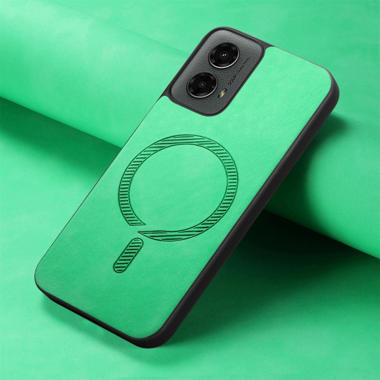 For Motorola Moto G 5G 2024 Retro Magsafe Magnetic PU Back Cover Phone Case(Green) - Motorola Cases by PMC Jewellery | Online Shopping South Africa | PMC Jewellery | Buy Now Pay Later Mobicred