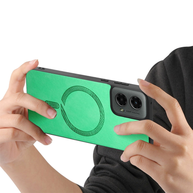 For Motorola Moto G 5G 2024 Retro Magsafe Magnetic PU Back Cover Phone Case(Green) - Motorola Cases by PMC Jewellery | Online Shopping South Africa | PMC Jewellery | Buy Now Pay Later Mobicred